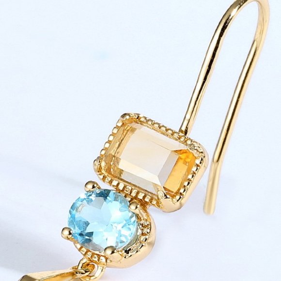 Citrine and Topaz Contrast Earrings For Women - Picture 4 of 5